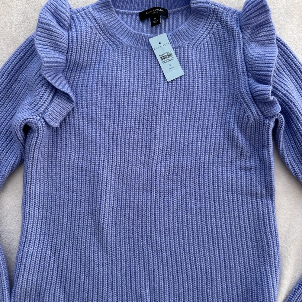 Ann Taylor Lavender Blue Ruffle Sweater
